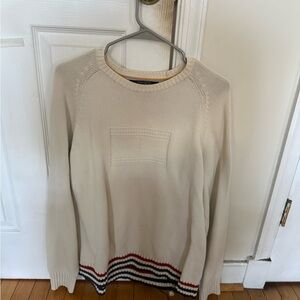 Tommy Hilfiger Cream Sweater with Striped Hem